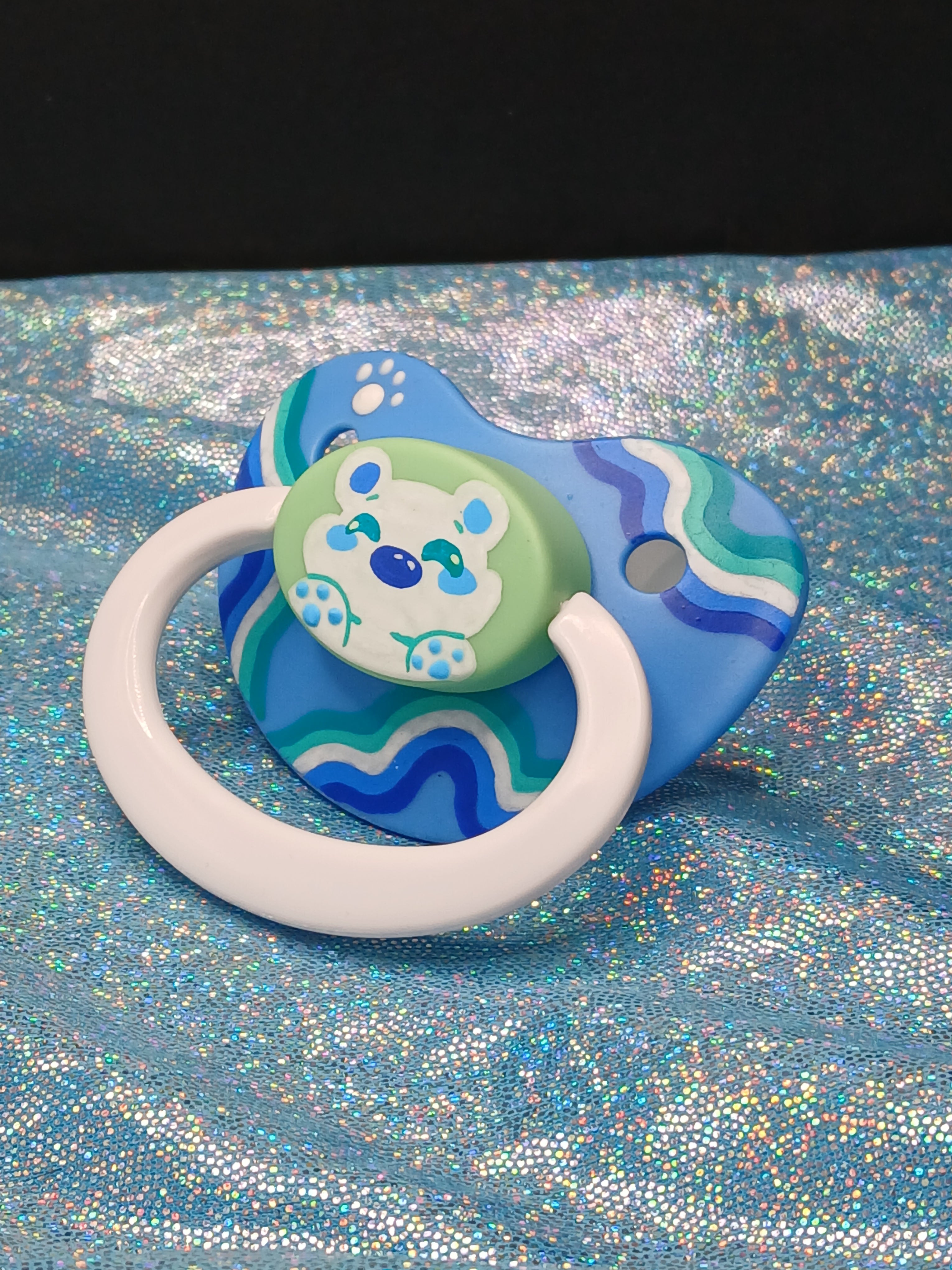 Ocean Waves Bear - Adult OOAK Hand-Painted Pacifier