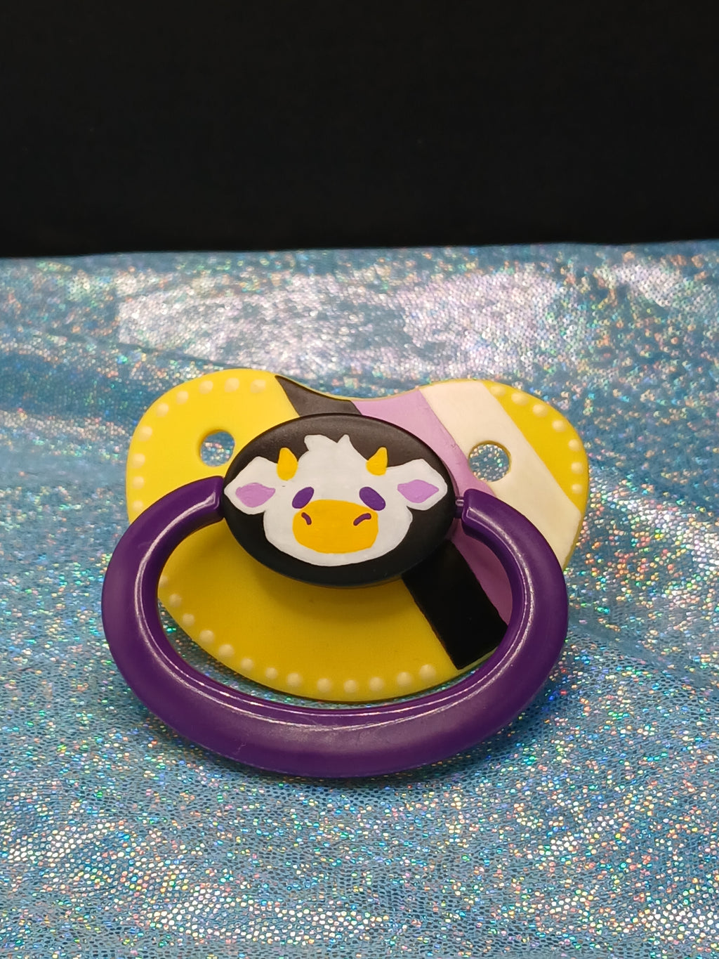Lemonade Moo - Adult OOAK Hand-Painted Pacifier