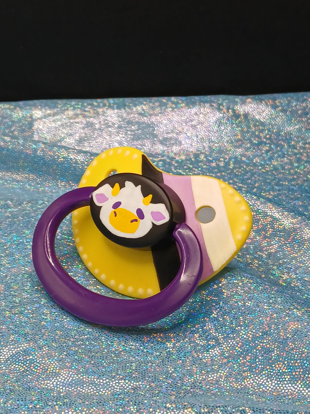 Lemonade Moo - Adult OOAK Hand-Painted Pacifier
