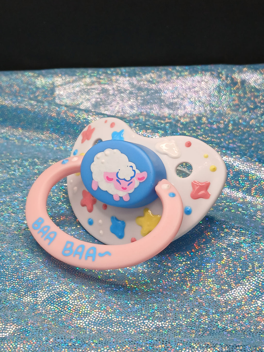Puffy Little Sheep - Adult OOAK Hand-Painted Pacifier