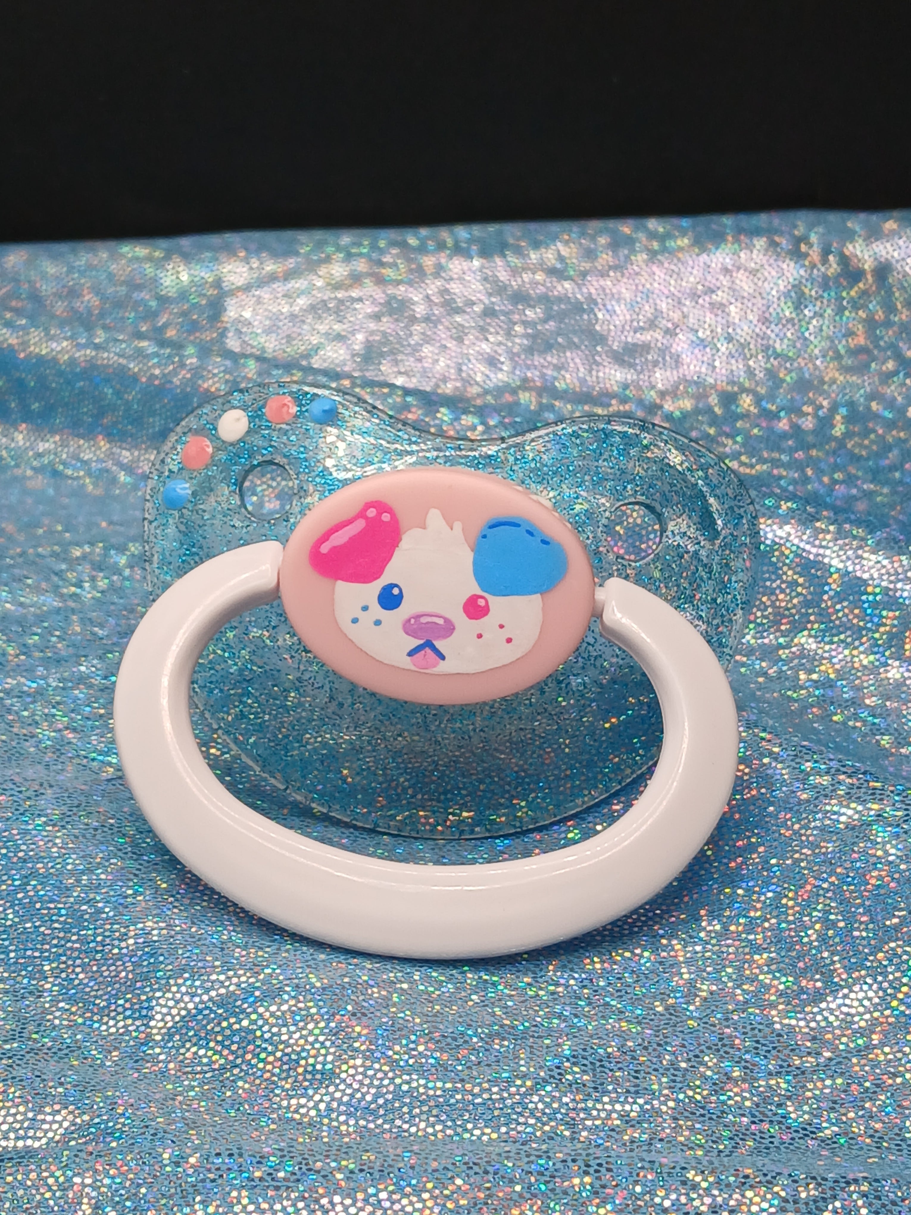 Cotton Candy Puppy - Adult OOAK Hand-Painted Pacifier