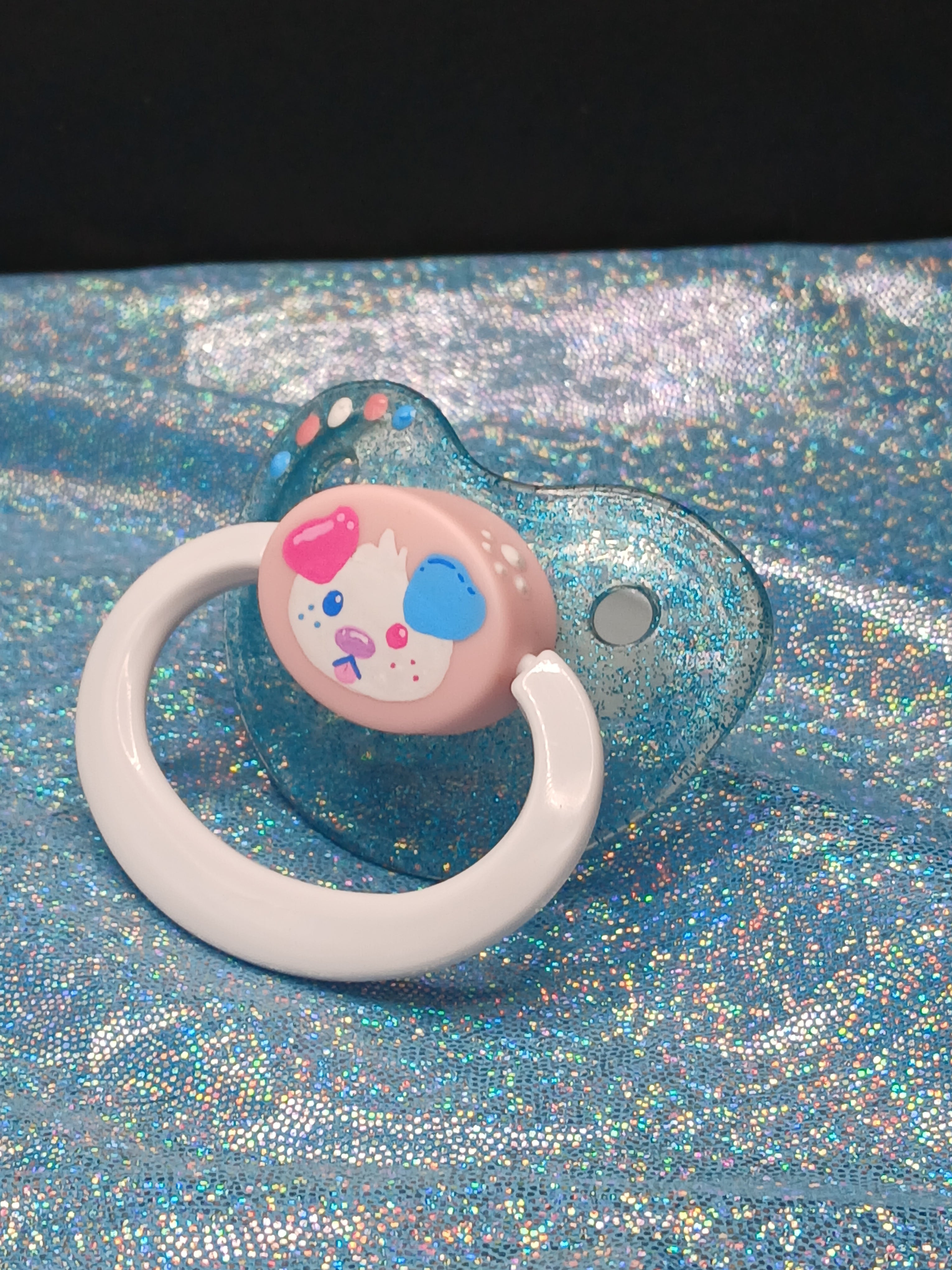 Cotton Candy Puppy - Adult OOAK Hand-Painted Pacifier