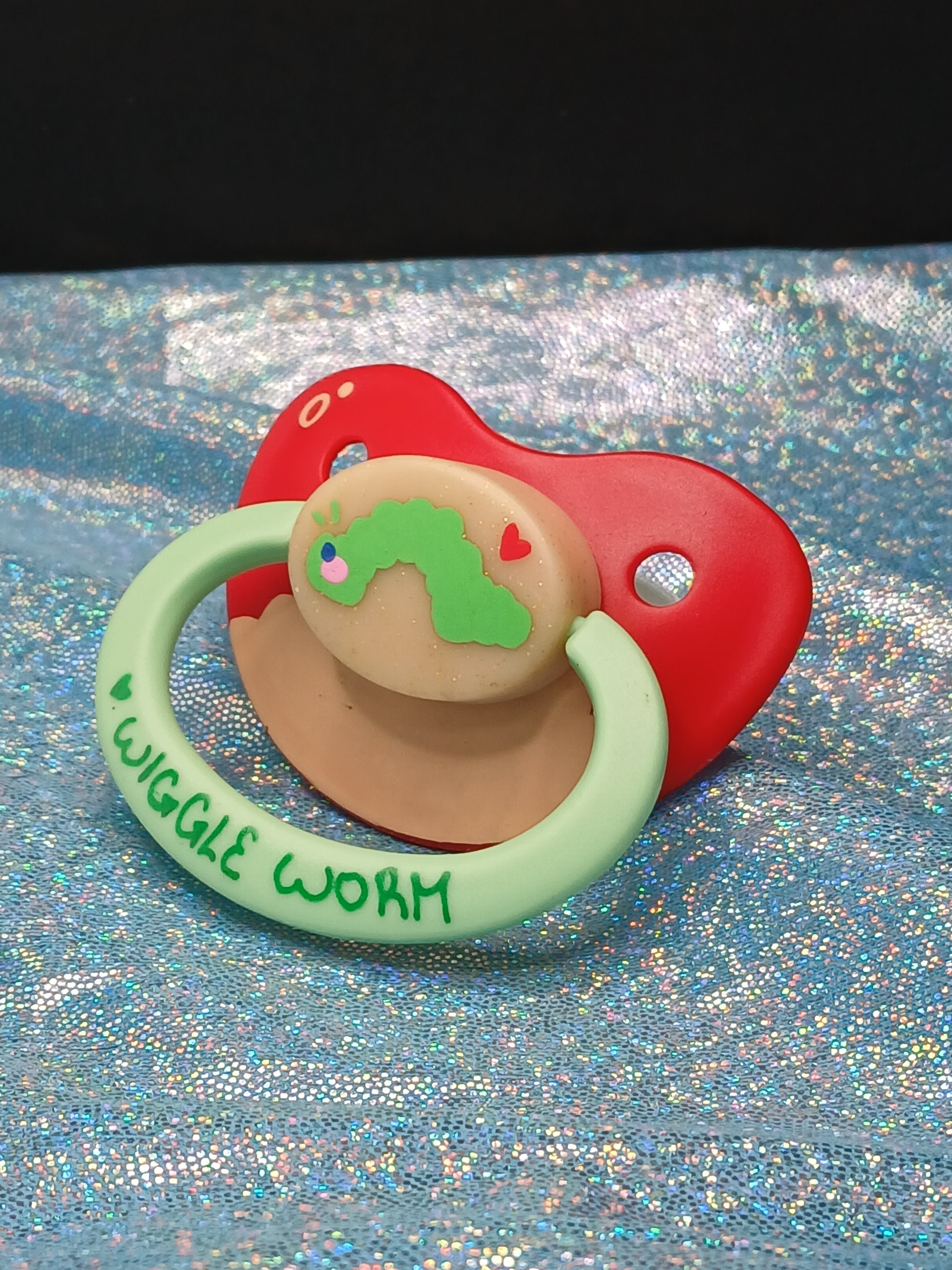 Wiggle Worm - Adult OOAK Hand-Painted Pacifier
