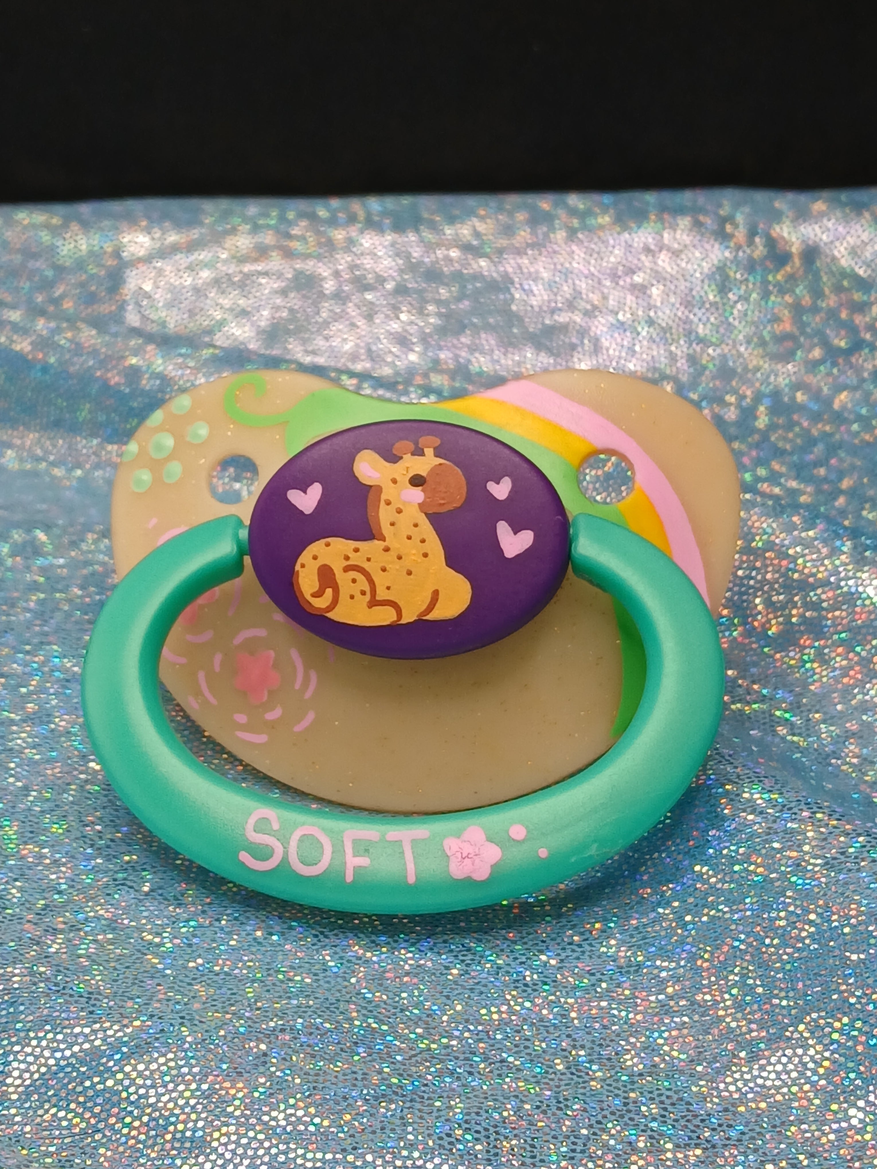 Soft Giraffe - Adult OOAK Hand-Painted Pacifier