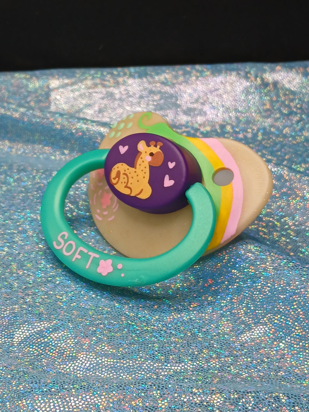 Soft Giraffe - Adult OOAK Hand-Painted Pacifier