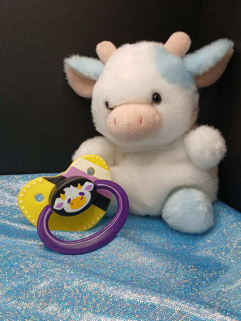 Lemonade Moo - Adult OOAK Hand-Painted Pacifier