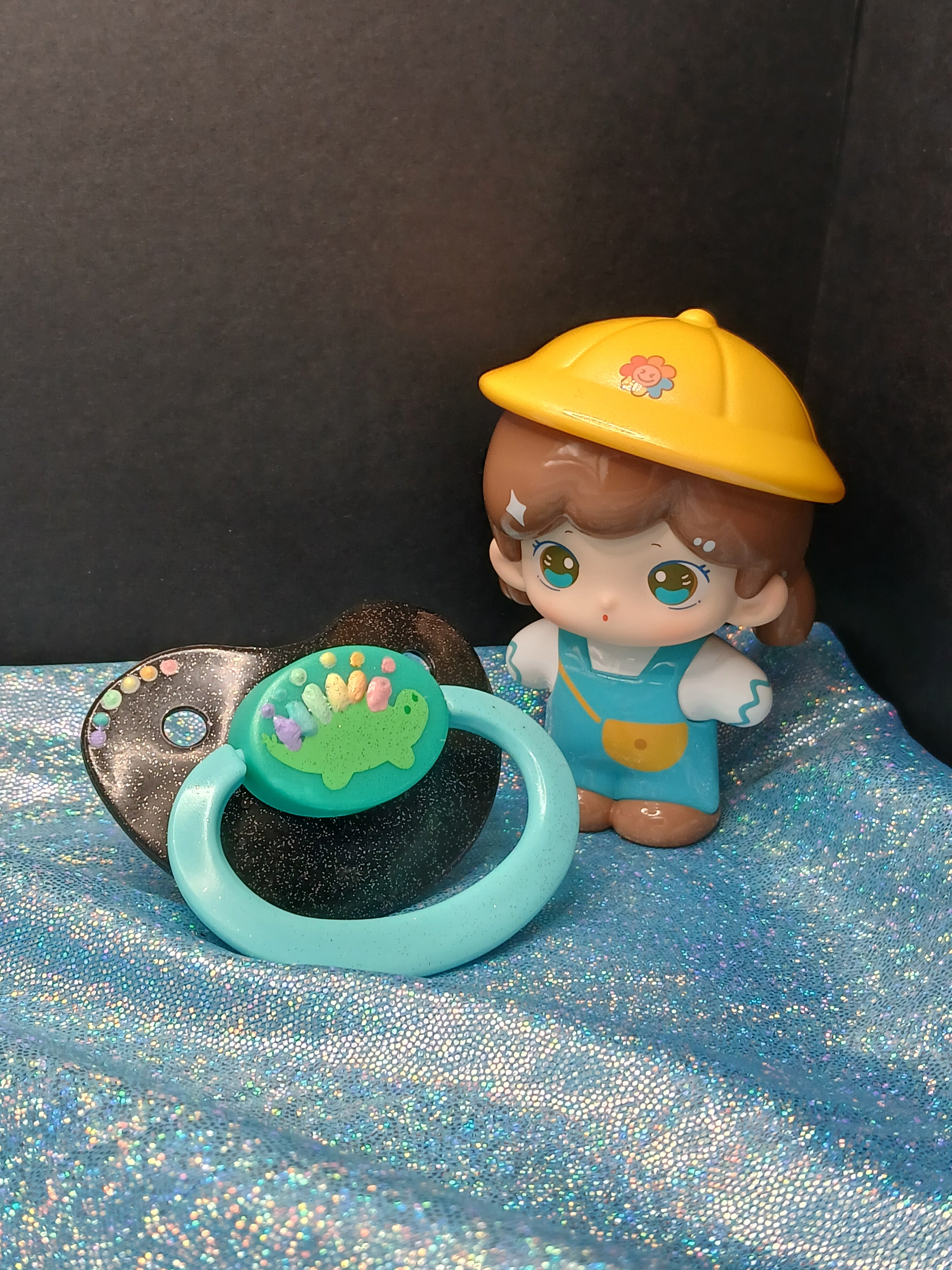 Pastel Stego - Adult OOAK Hand-Painted Pacifier