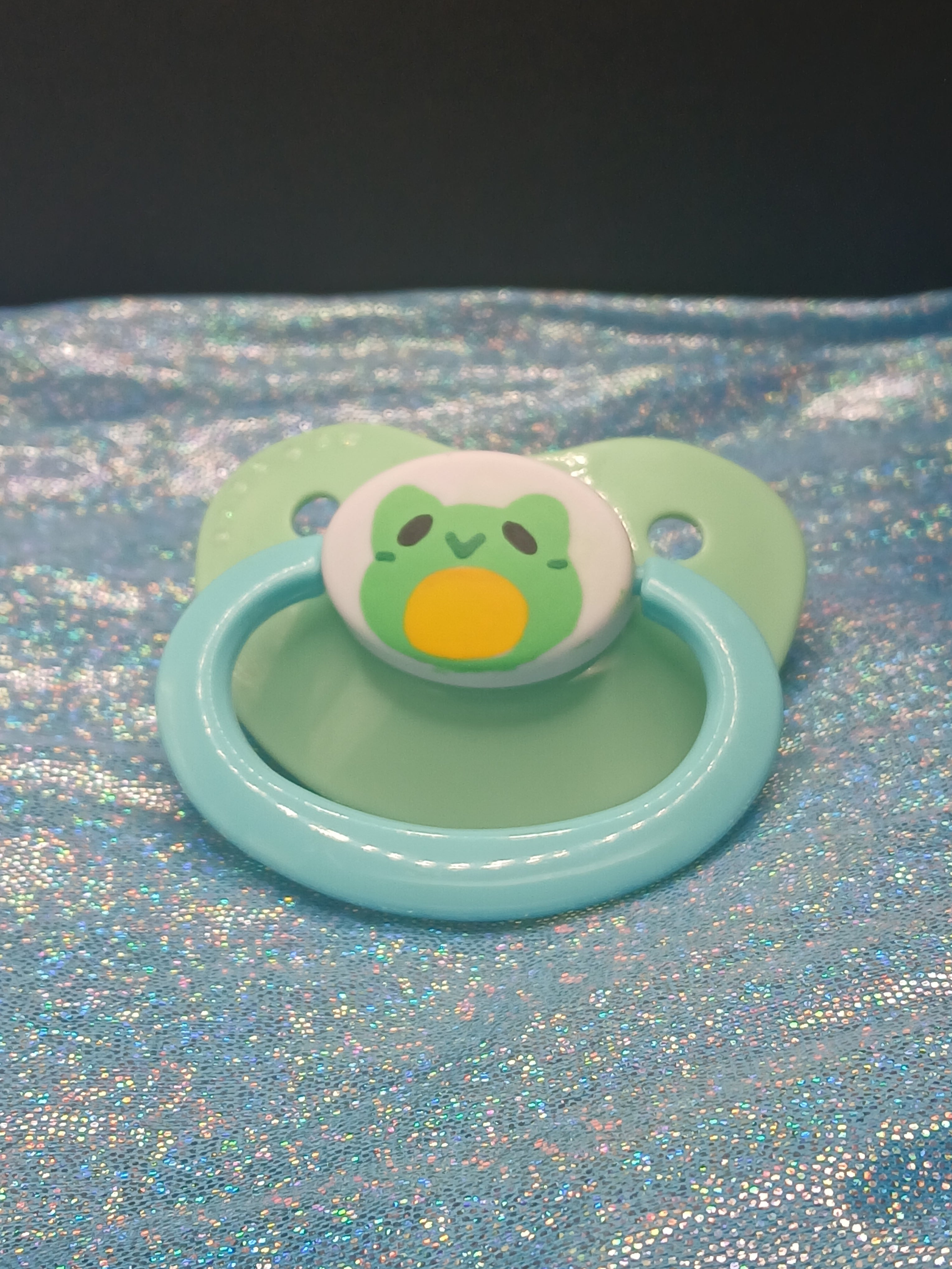 Little Green Frog - Adult OOAK Hand-Painted Pacifier