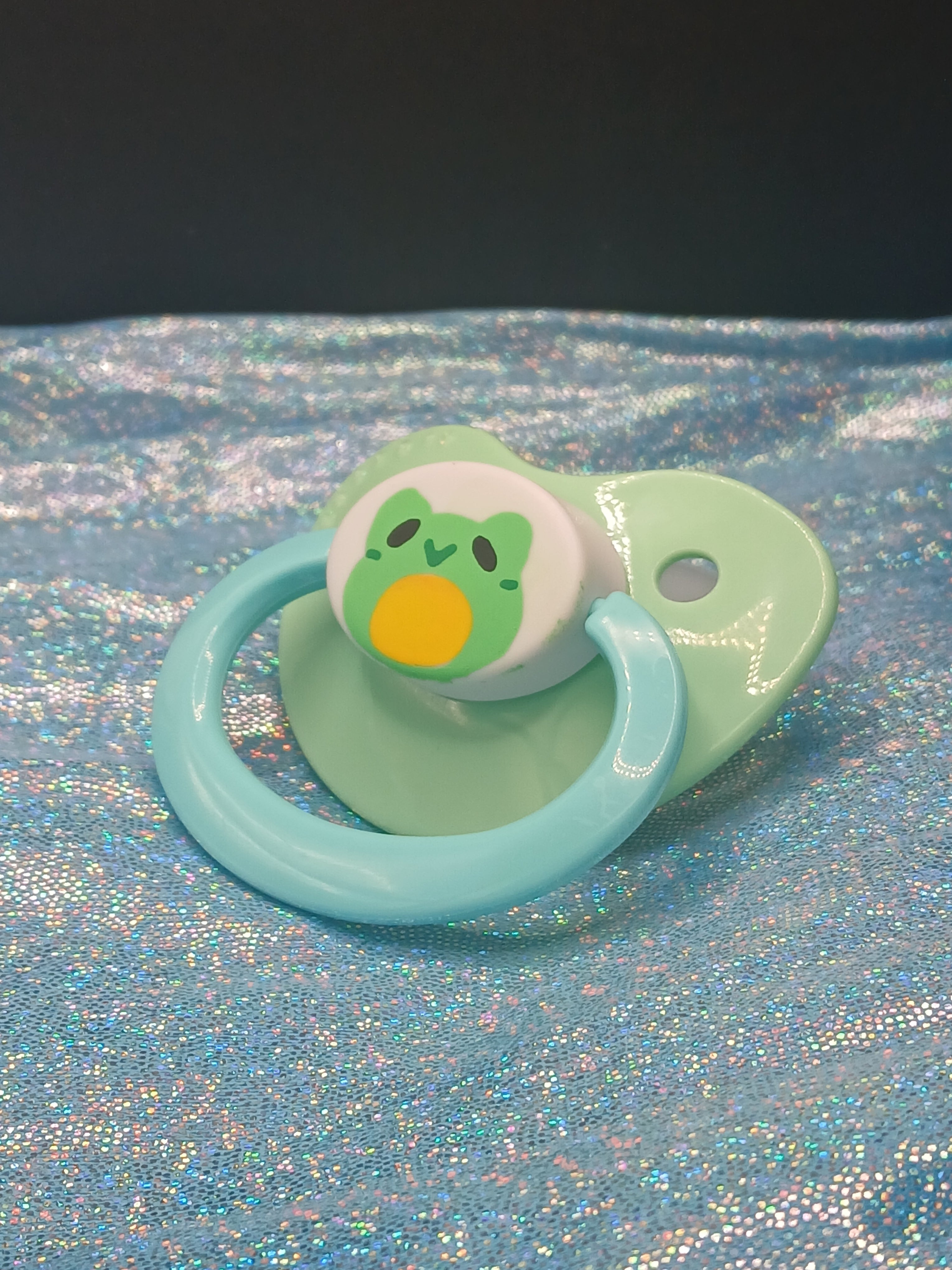 Little Green Frog - Adult OOAK Hand-Painted Pacifier