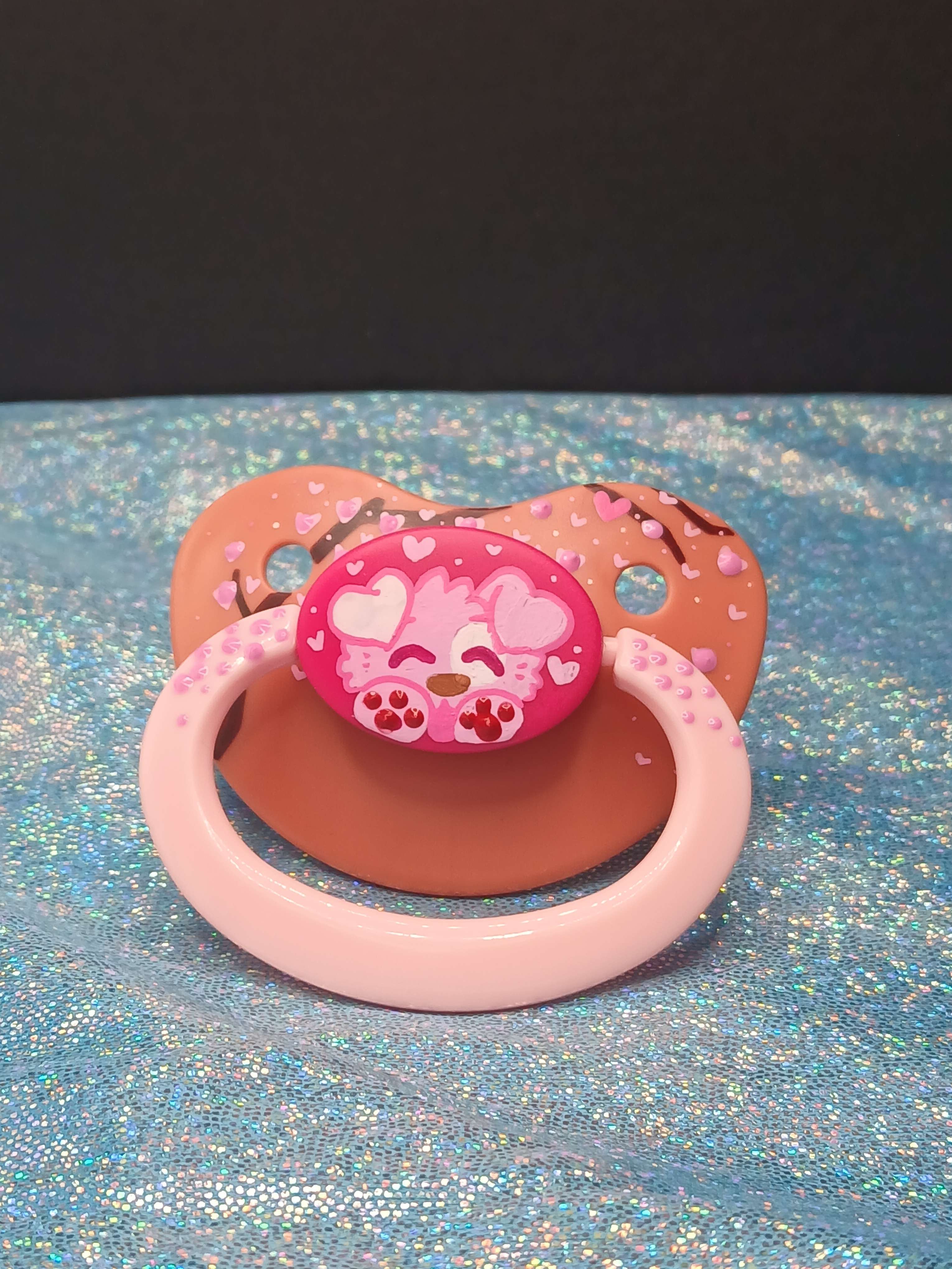 Sakura Puppy - Adult OOAK Hand-Painted Pacifier