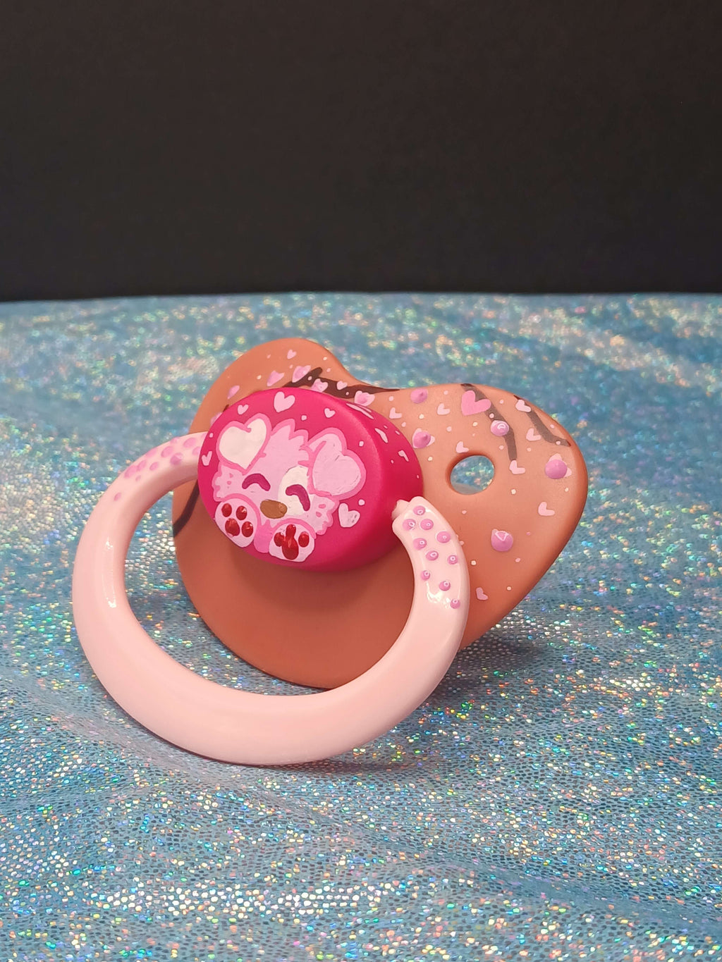 Sakura Puppy - Adult OOAK Hand-Painted Pacifier