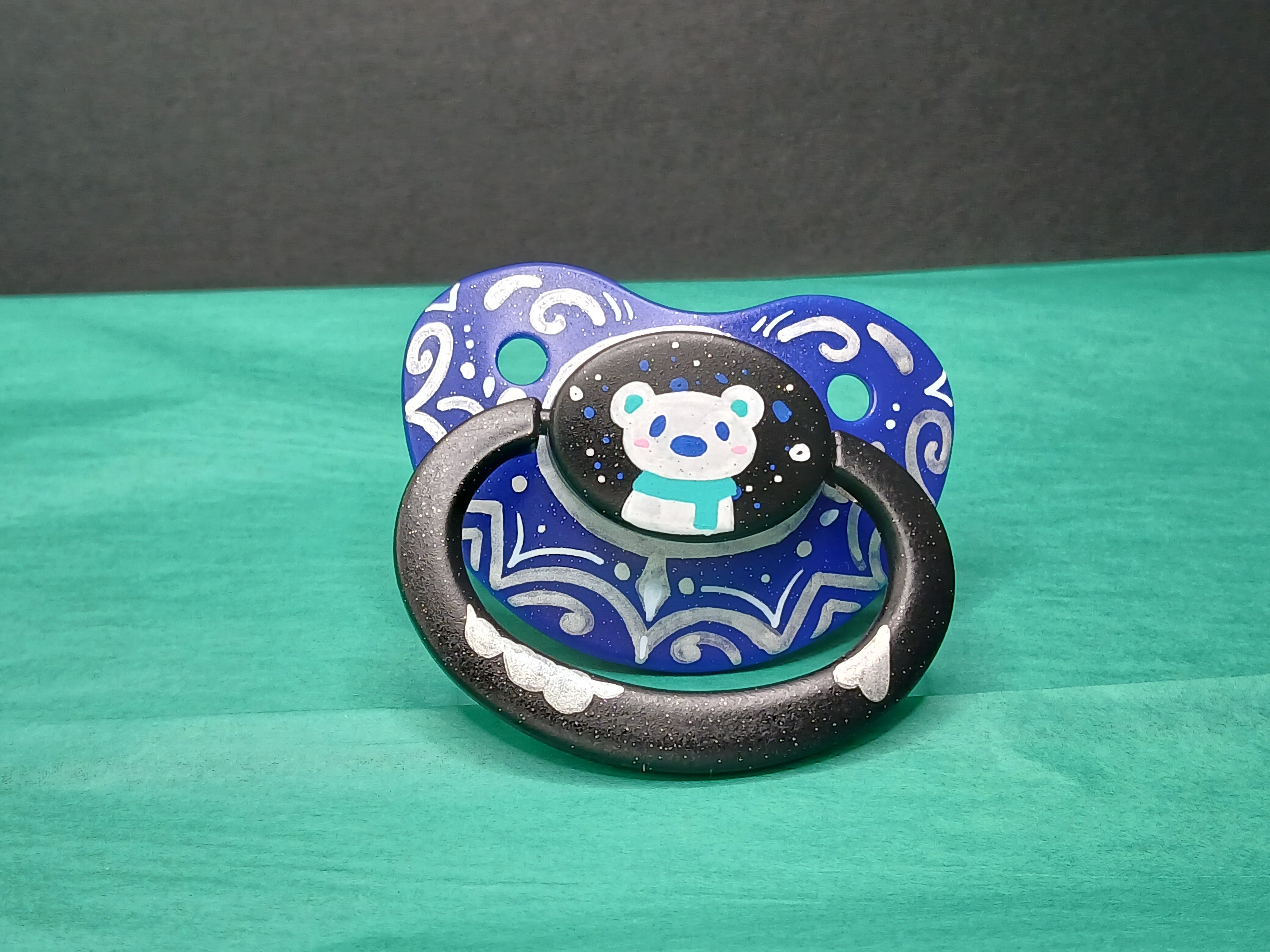 Silver Winter - Adult OOAK Hand-Painted Pacifier