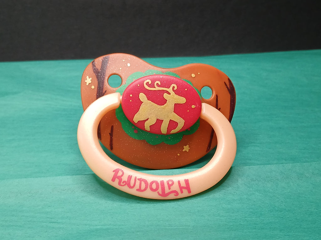 Rudolph - Adult OOAK Hand-Painted Pacifier