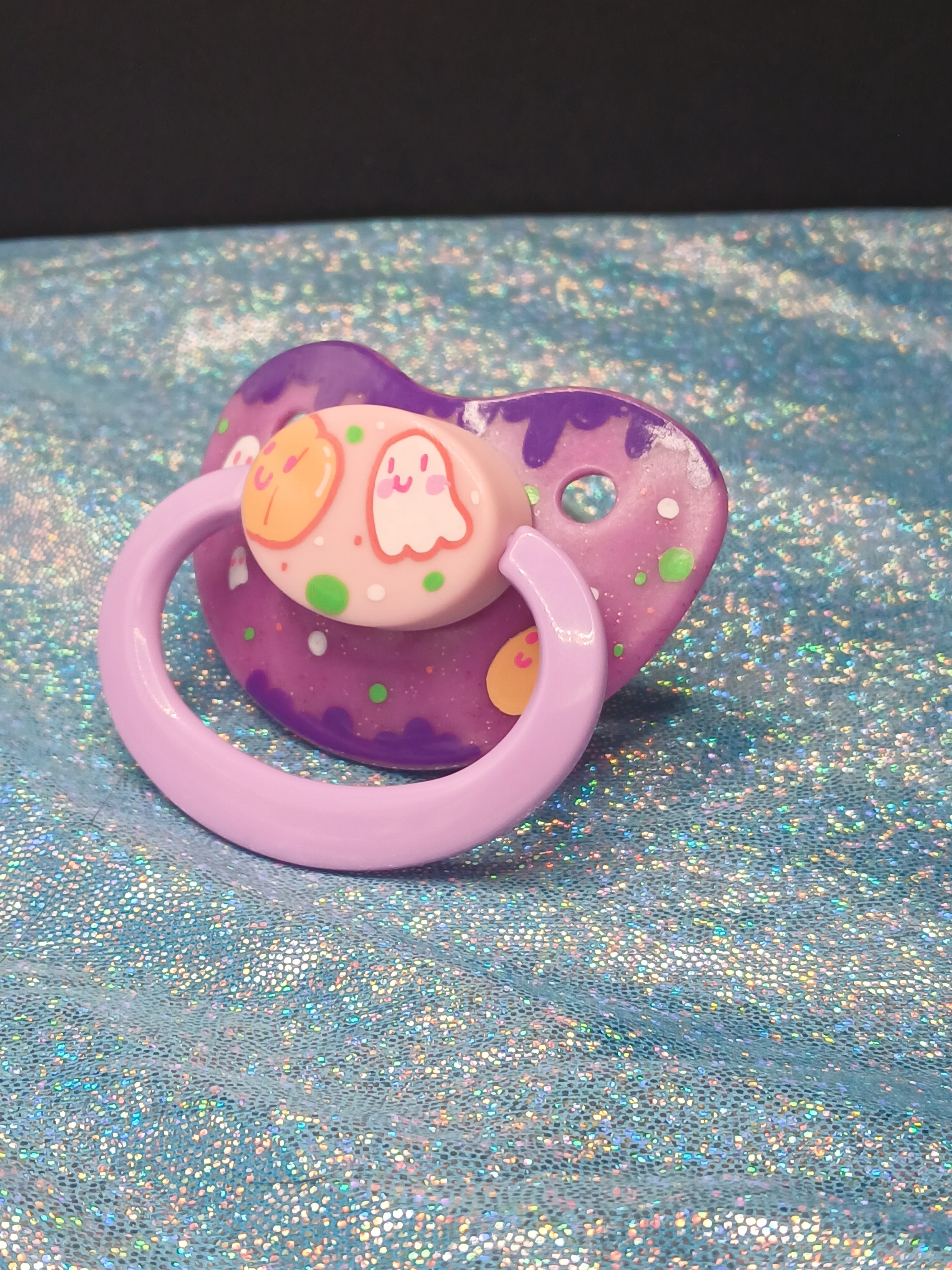 Pumpkins and Ghosts - Adult OOAK Hand-Painted Pacifier