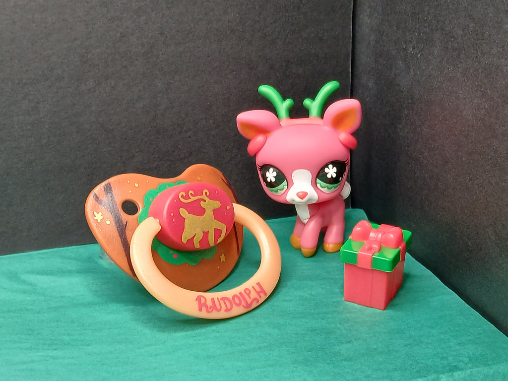 Rudolph - Adult OOAK Hand-Painted Pacifier
