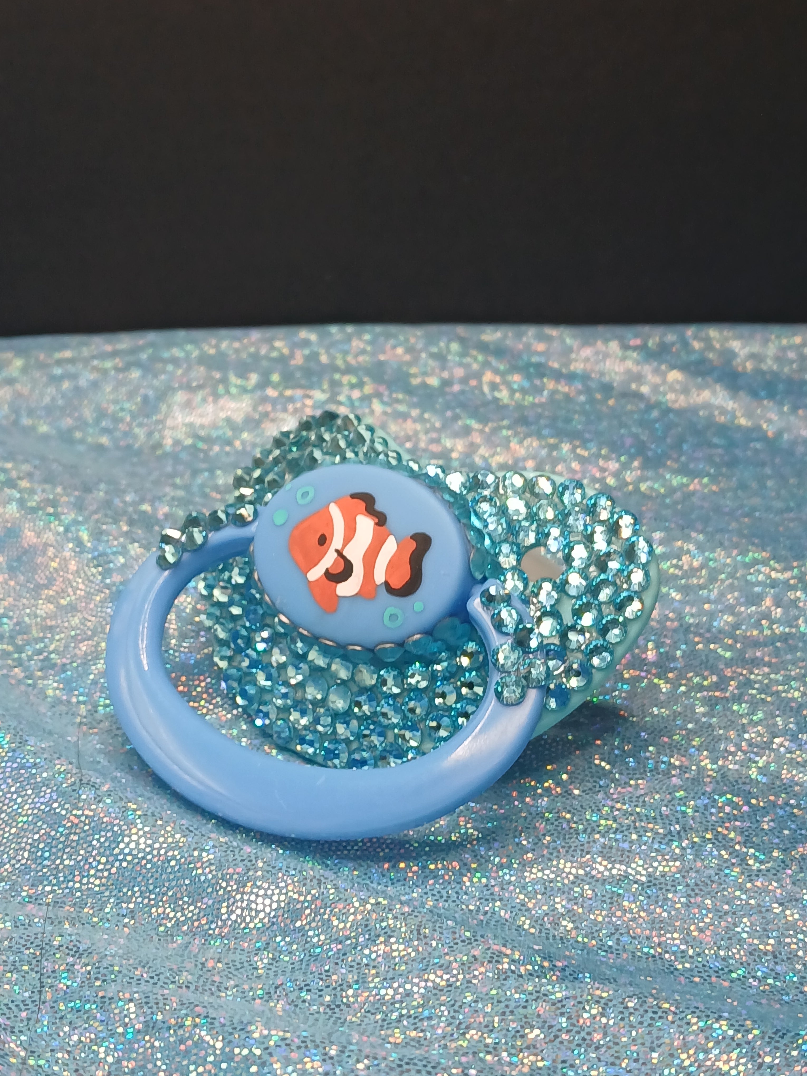 Bejeweled Clown Fish - Adult OOAK Hand-Painted Deco Pacifier