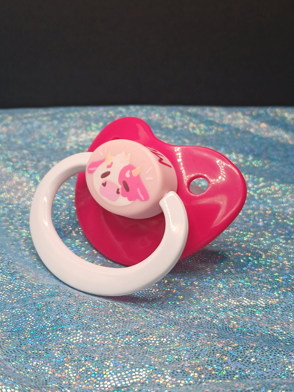 Strawberry Moo - Adult OOAK Hand-Painted Pacifier