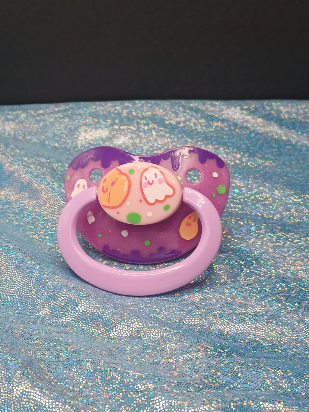 Pumpkins and Ghosts - Adult OOAK Hand-Painted Pacifier