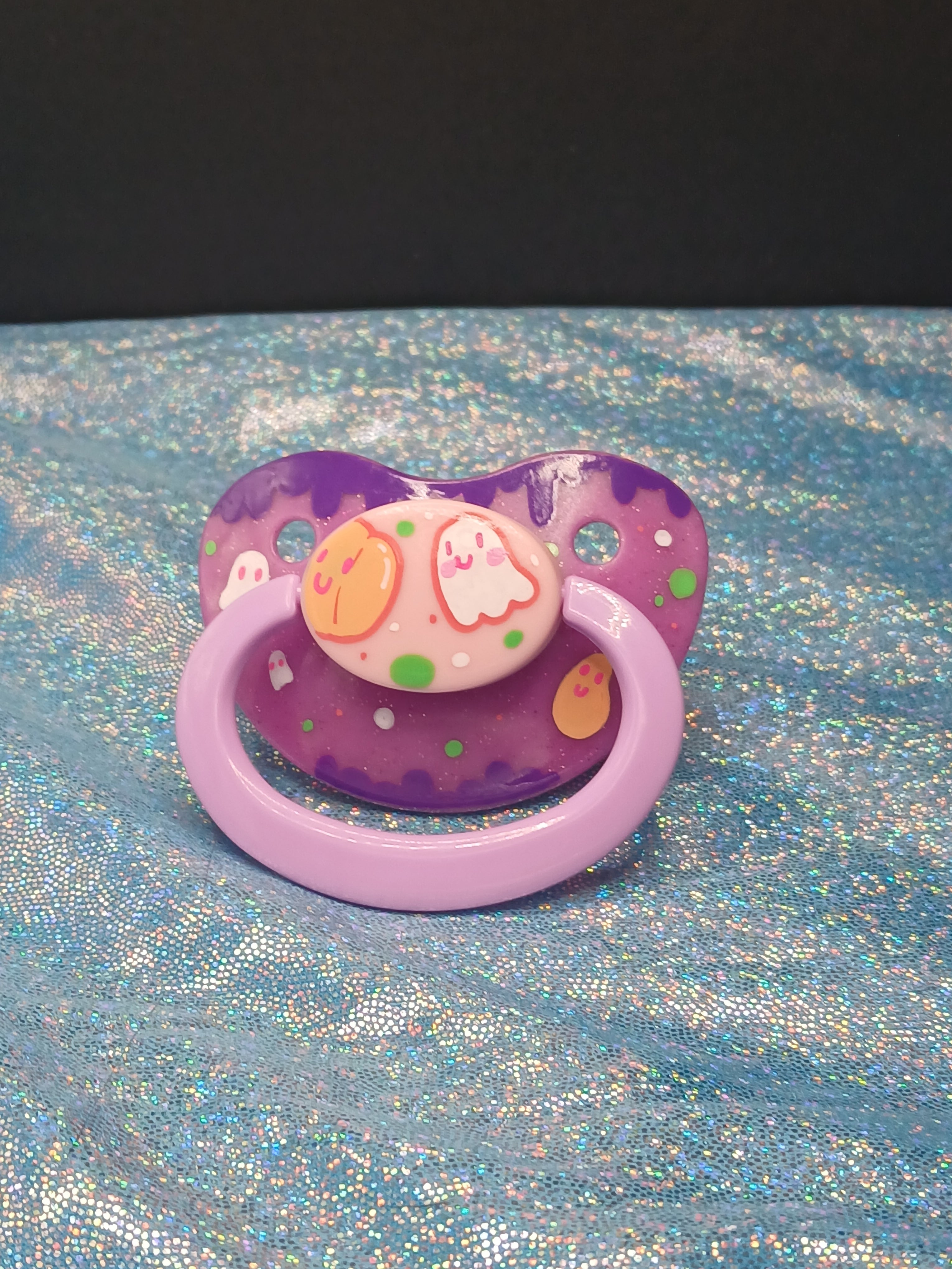 Pumpkins and Ghosts - Adult OOAK Hand-Painted Pacifier