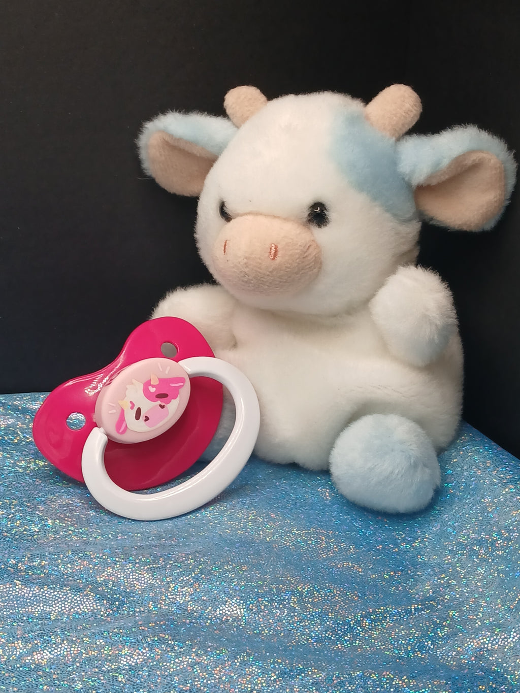 Strawberry Moo - Adult OOAK Hand-Painted Pacifier