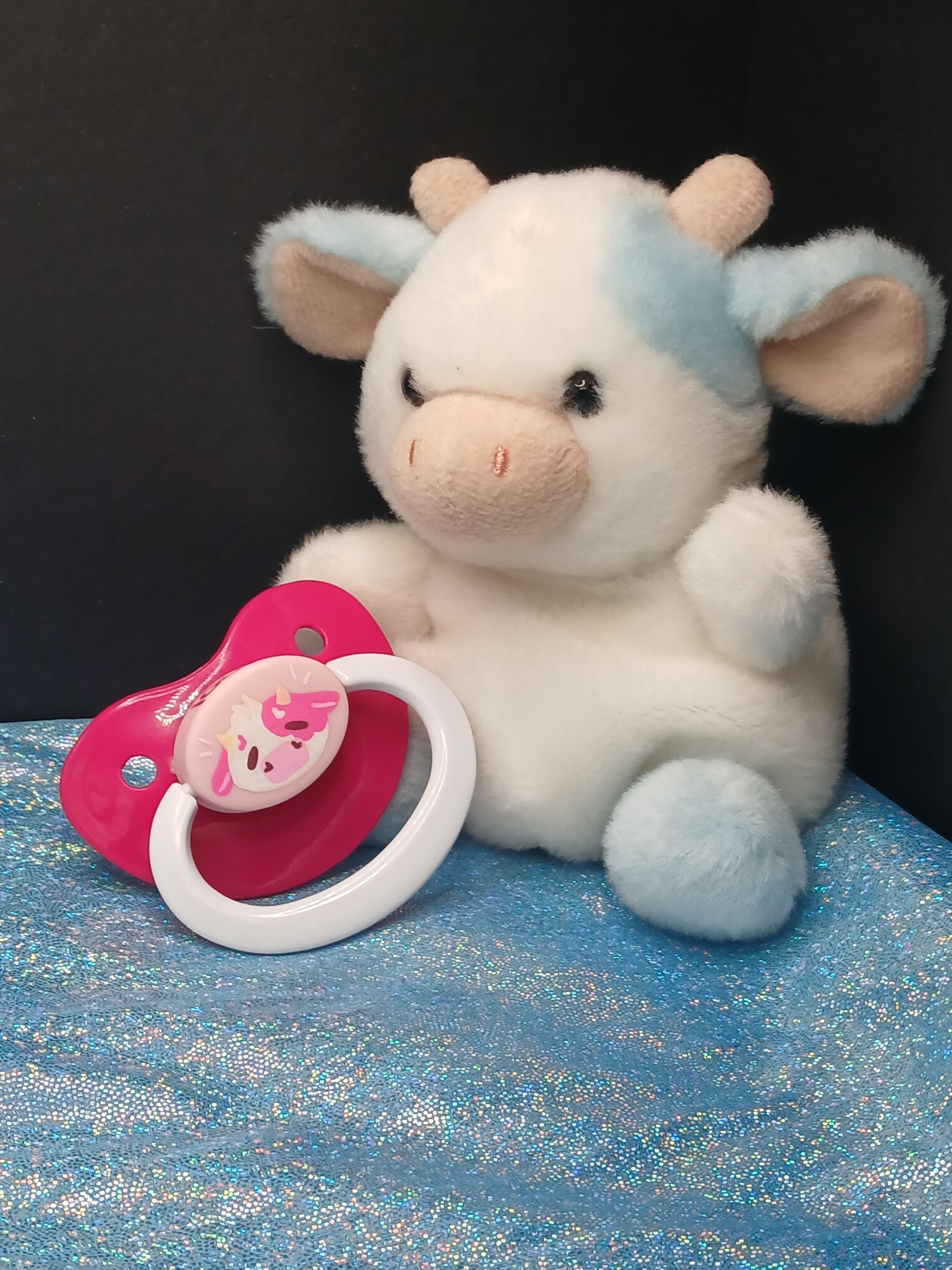 Strawberry Moo - Adult OOAK Hand-Painted Pacifier