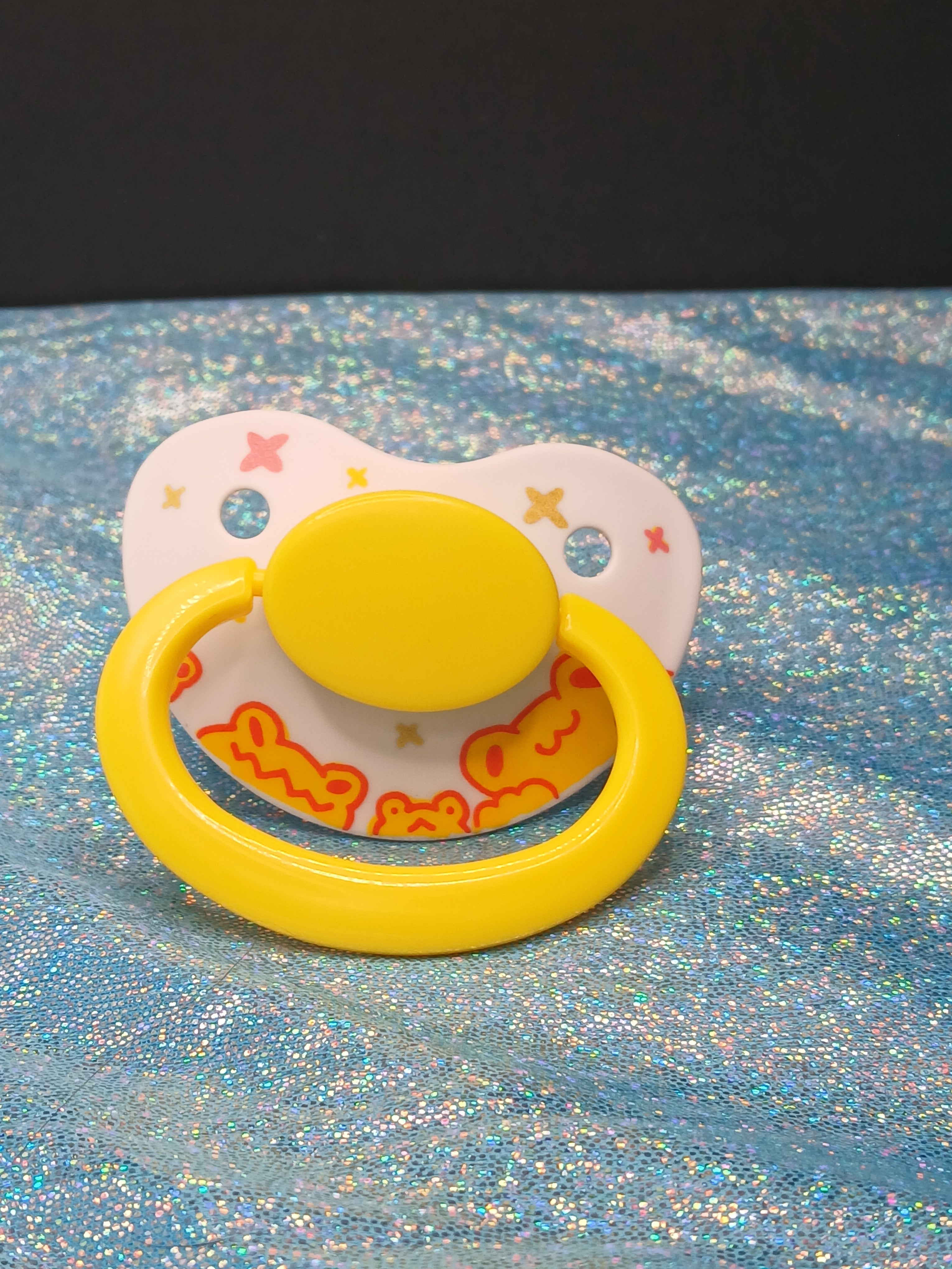 Yellow Froggies - Adult OOAK Hand-Painted Pacifier