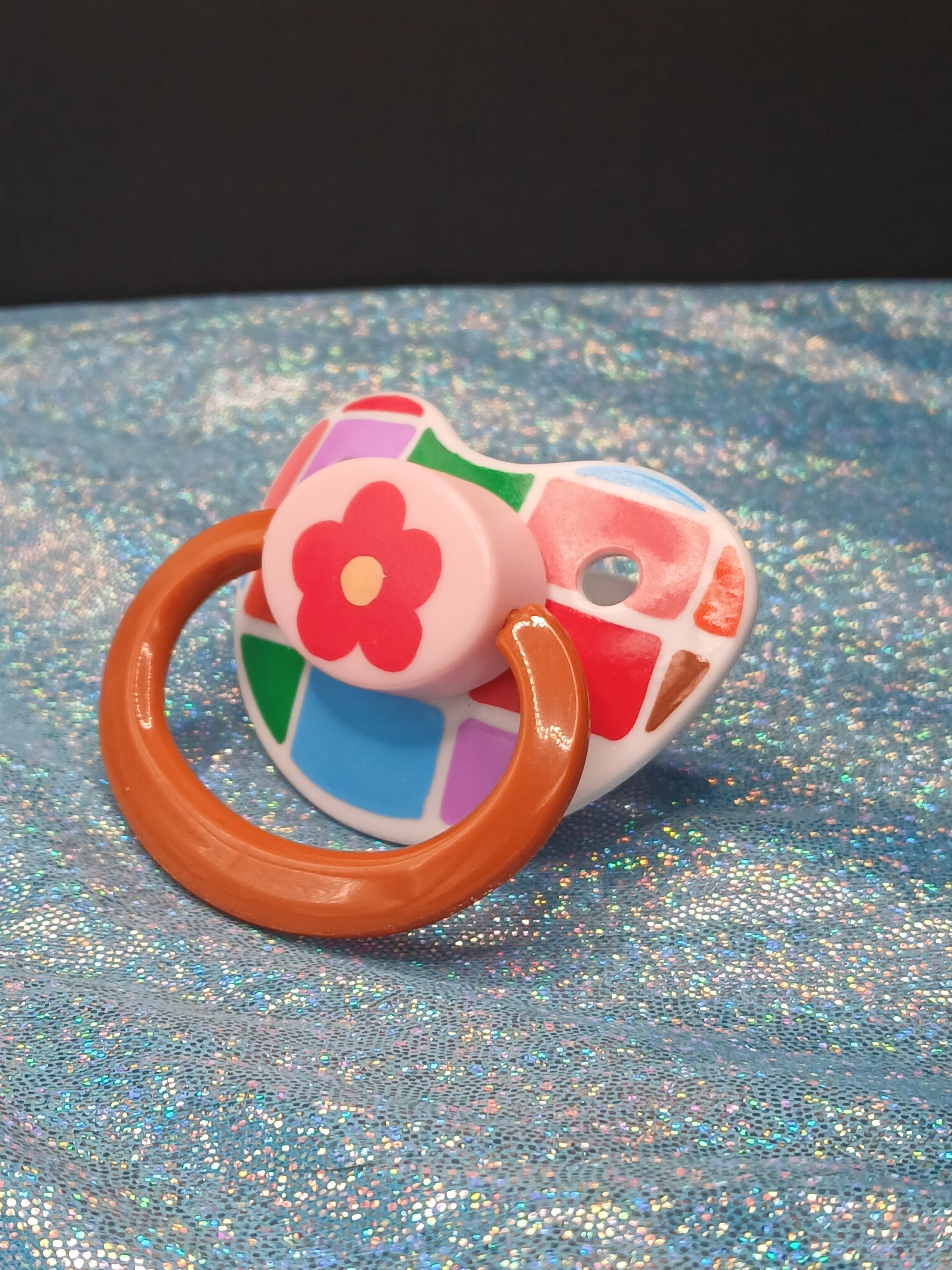 Flower Patch - Adult OOAK Hand-Painted Pacifier