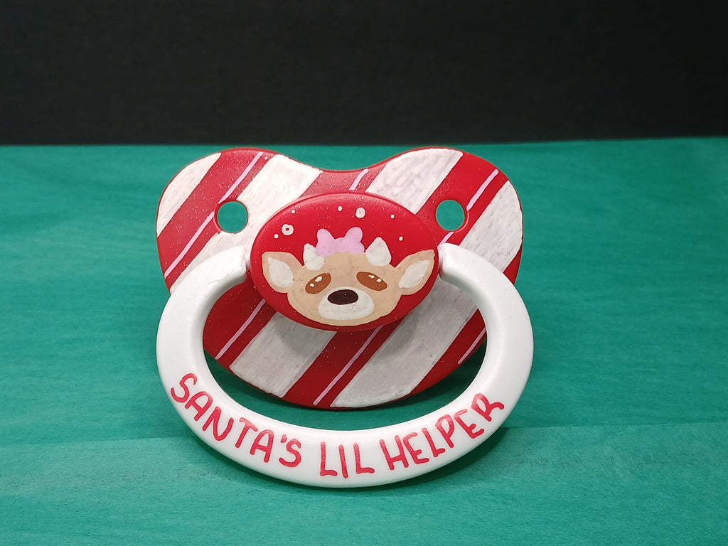 Santa's Lil Helper - Adult OOAK Hand-Painted Pacifier