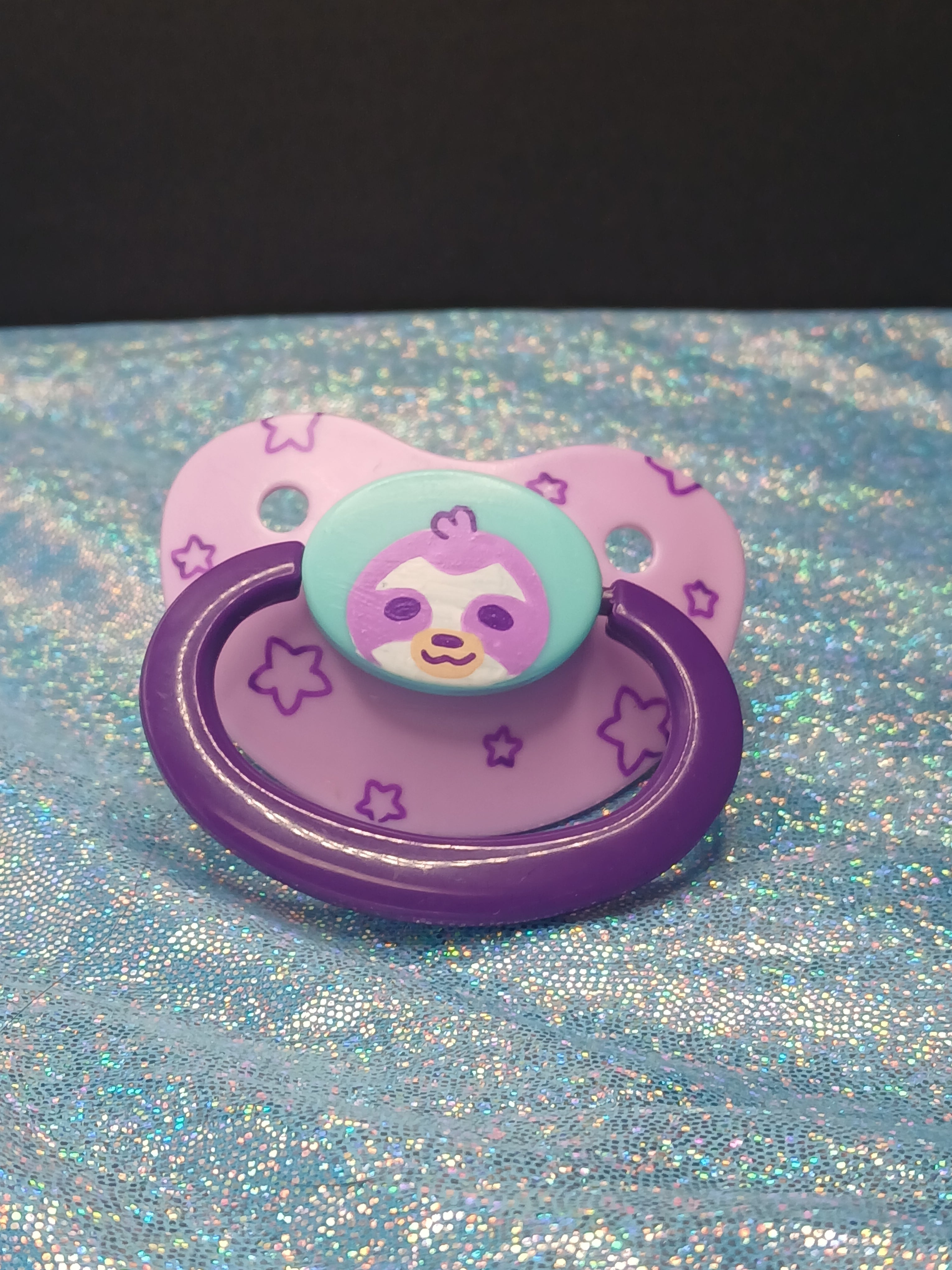 Stars and Sloths - Adult OOAK Hand-Painted Pacifier
