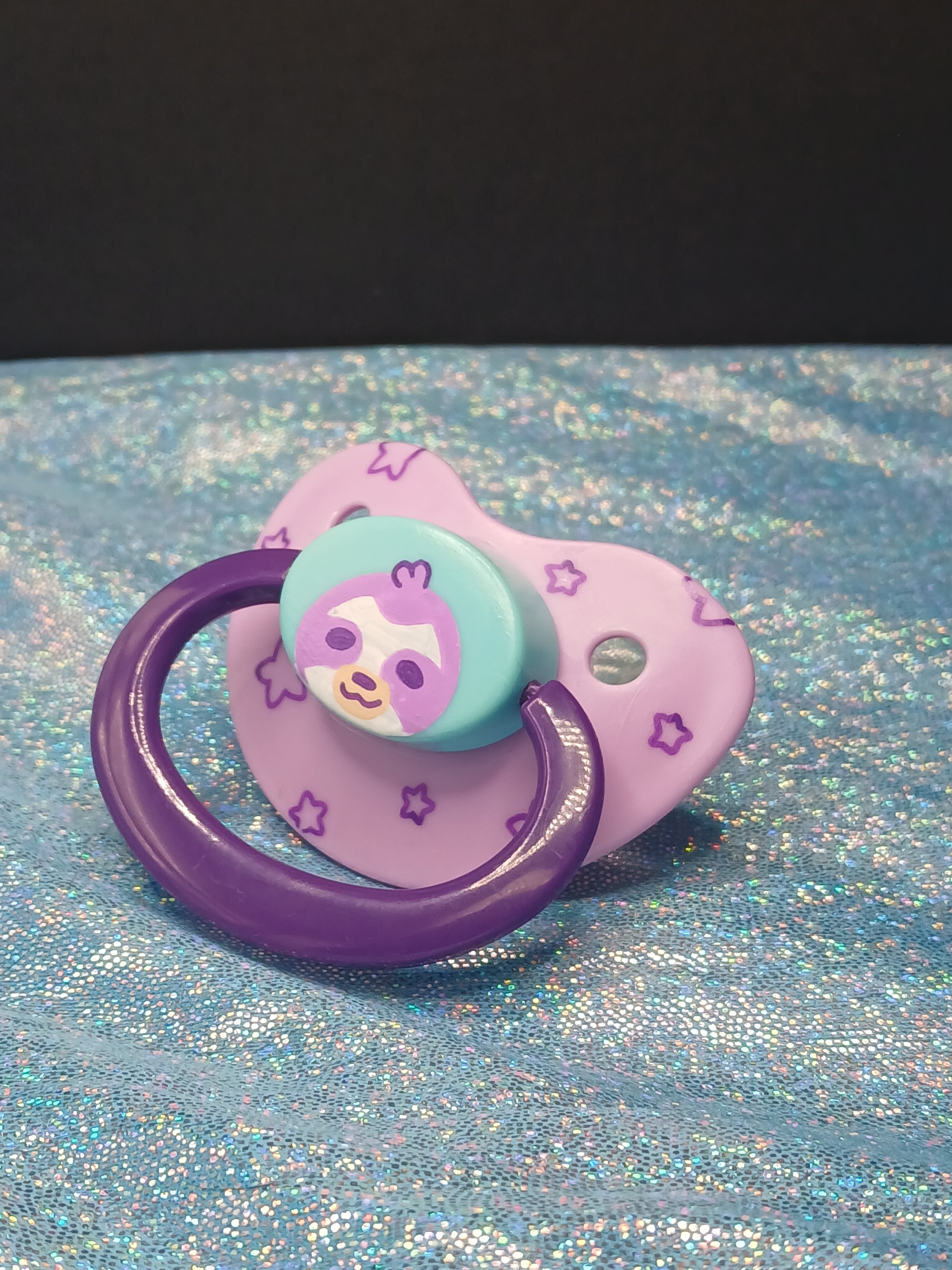 Stars and Sloths - Adult OOAK Hand-Painted Pacifier